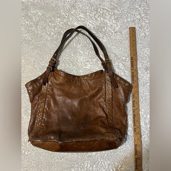 Kooba Brown Distressed Leather Brown Studded Hobo Bag - Picture 4 of 9